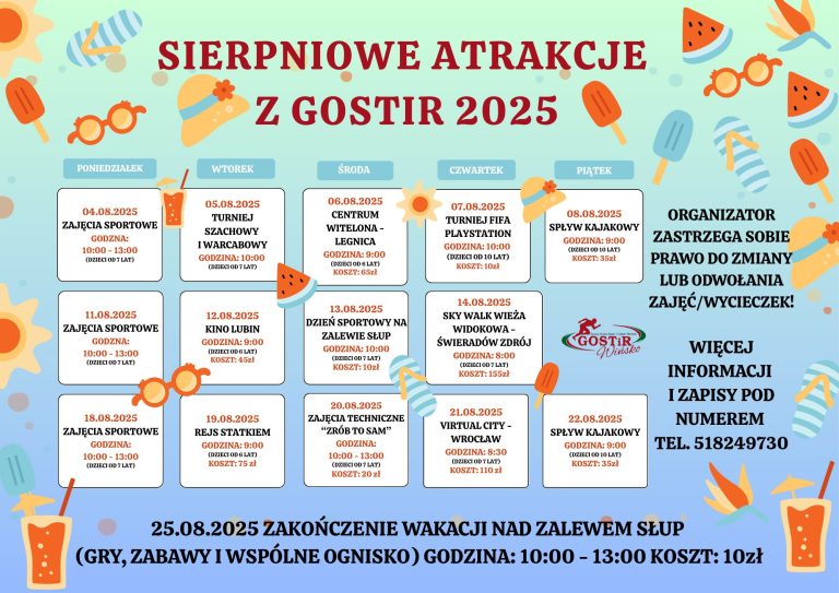Sierpniowe zajęcia w GOSTiR Wińsko